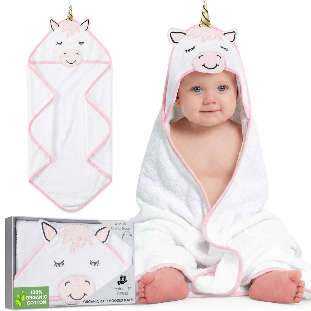 Mother's Choice Baby Towels 100% Organic Cotton Butterfly Hooded Design, Oeko-TEX Certified, Ultra-Soft Absorbent Hooded Bath Towel for Newborn Girls, (Butterfly)