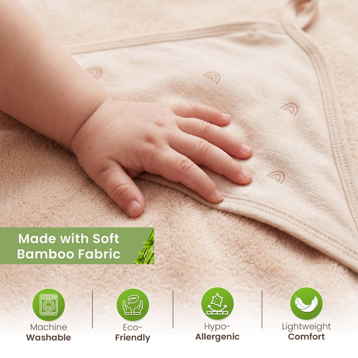 Organic Hooded Baby Towels with Washcloths – 2 Hooded Towel (28x28 inches) & 2 Washcloth (10x10 inches) – Ultra Soft, Absorbent & Cozy Cotton Bath Towels for Newborns and Infants