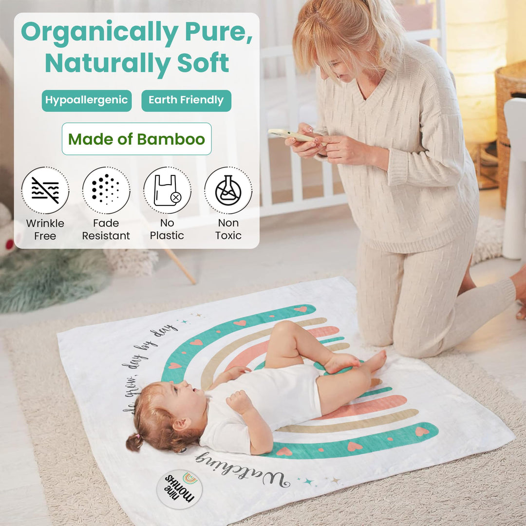 Organic Bamboo Hooded Baby Towels with Washcloths – 1 Hooded Towel (30x30 inches) & 1 Washcloth (10x10 inches) – Ultra Soft, Absorbent & Cozy Bath Towels Set for Newborns and Infants