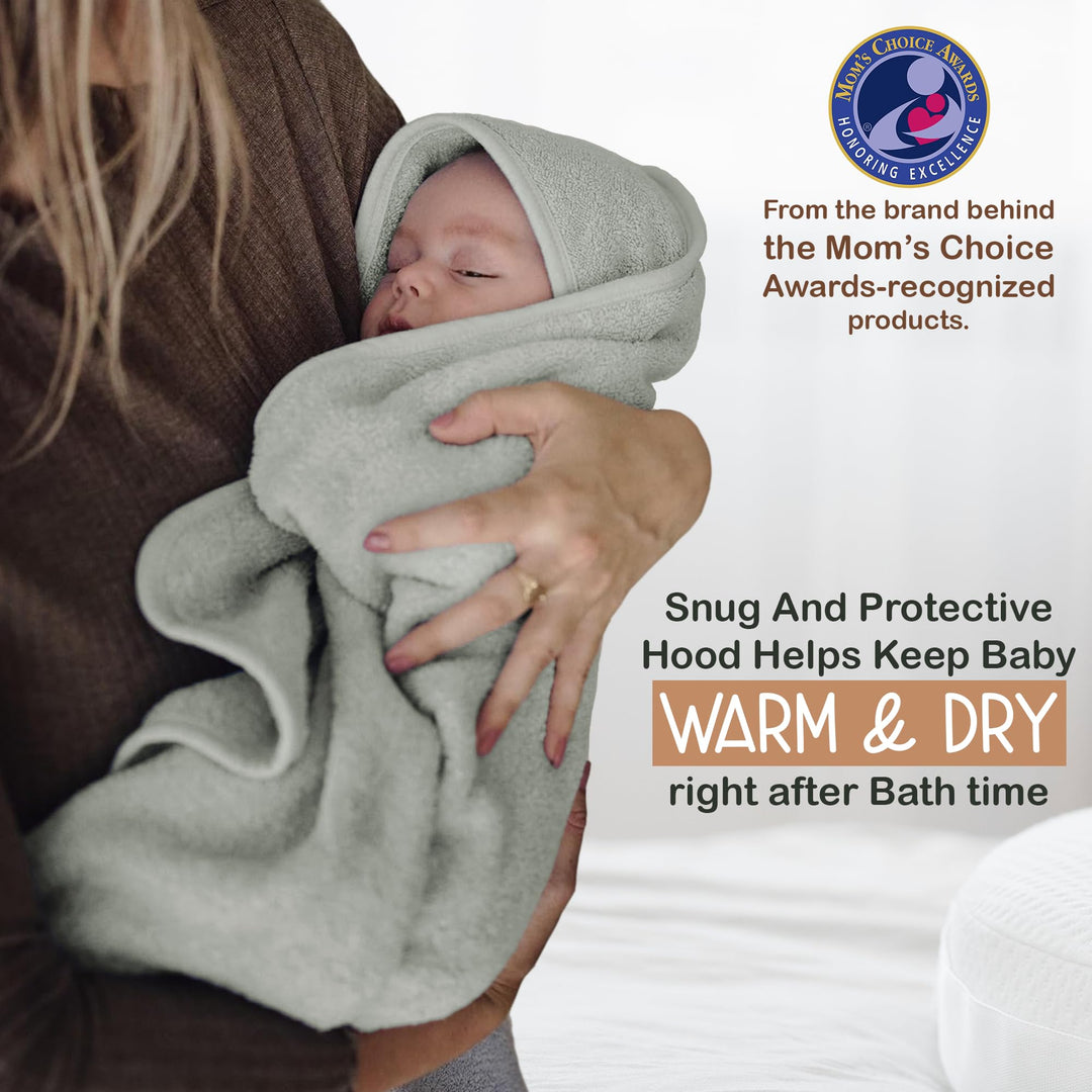 100% Organic Cotton Plush Woven Hooded Baby Bath Towels - Soft and Absorbent 31x31 Inches for Newborns and Kids, Hooded Baby Towels, Premium Infant Towels (Ivory)