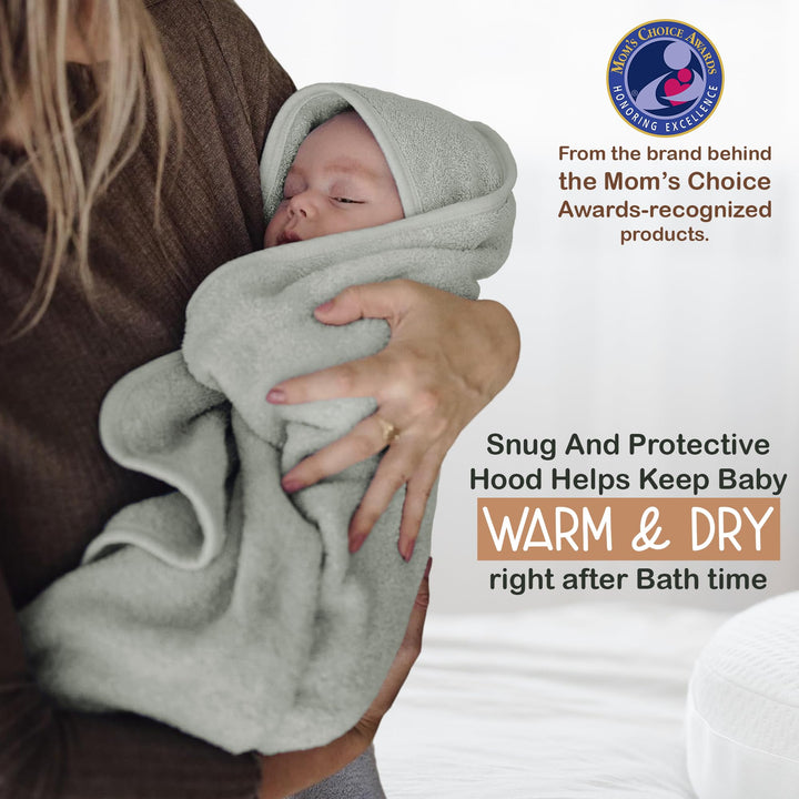 100% Organic Cotton Plush Woven Hooded Baby Bath Towels - Soft and Absorbent 31x31 Inches for Newborns and Kids, Hooded Baby Towels, Premium Infant Towels (Ivory)