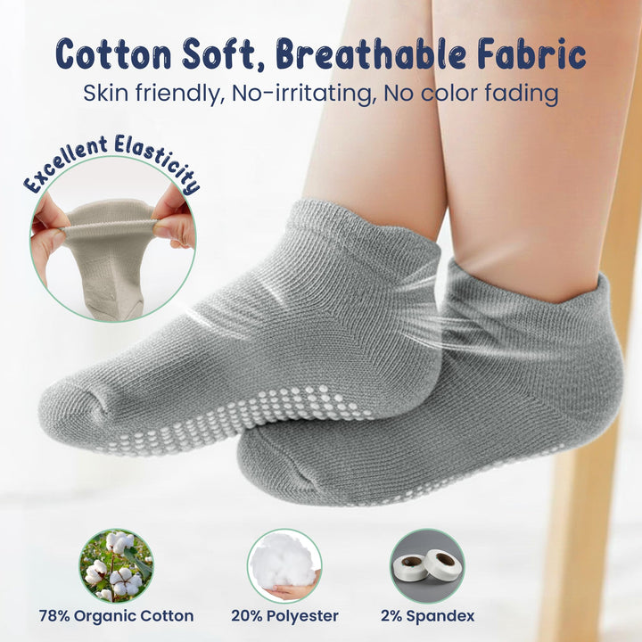 Mother's Choice Organic Cotton Socks For Toddler Boys Girls - Breathable, Non Slip Toddler Socks 2t-3t-4t-5t,