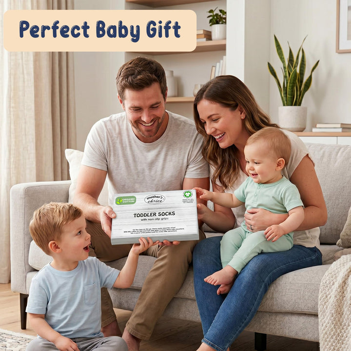 Mother's Choice Organic Cotton Socks For Toddler Boys Girls - Breathable, Non Slip Toddler Socks 2t-3t-4t-5t,