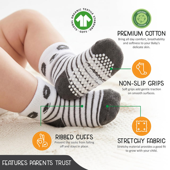 GOTS Certified Organic Cotton Rich Blend Baby Socks 12 Pairs For 0 - 6 (M) Baby Girl Soft, Stretchable & Comfortable Girl newborn Socks, Adorable Sock Shoes For Baby Girl, Gift For Little, Pink