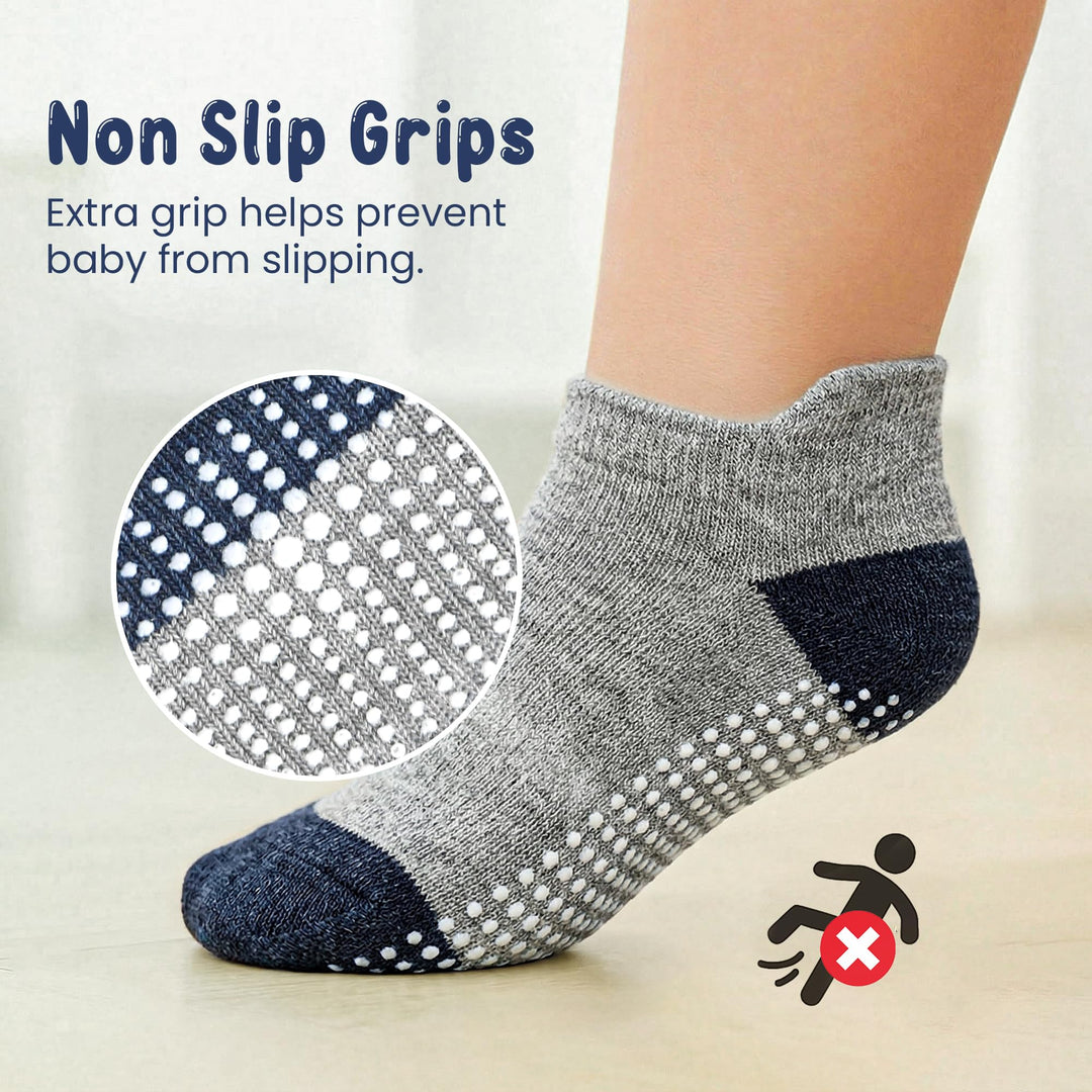 Mother's Choice Organic Cotton Socks For Toddler Boys Girls - Breathable, Non Slip Toddler Socks 2t-3t-4t-5t,