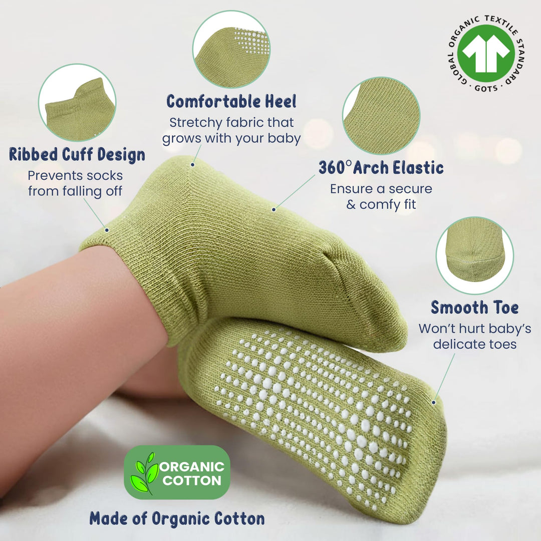 Mother's Choice Organic Cotton Socks For Toddler Boys Girls - Breathable, Non Slip Toddler Socks 2t-3t-4t-5t,