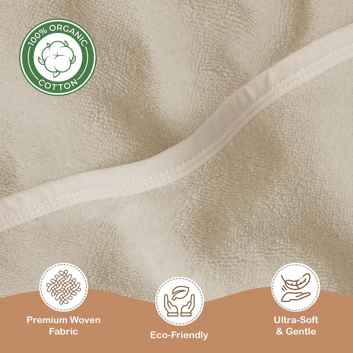 Infancie Organic Cotton Low-Twist Woven Hooded Baby Towels