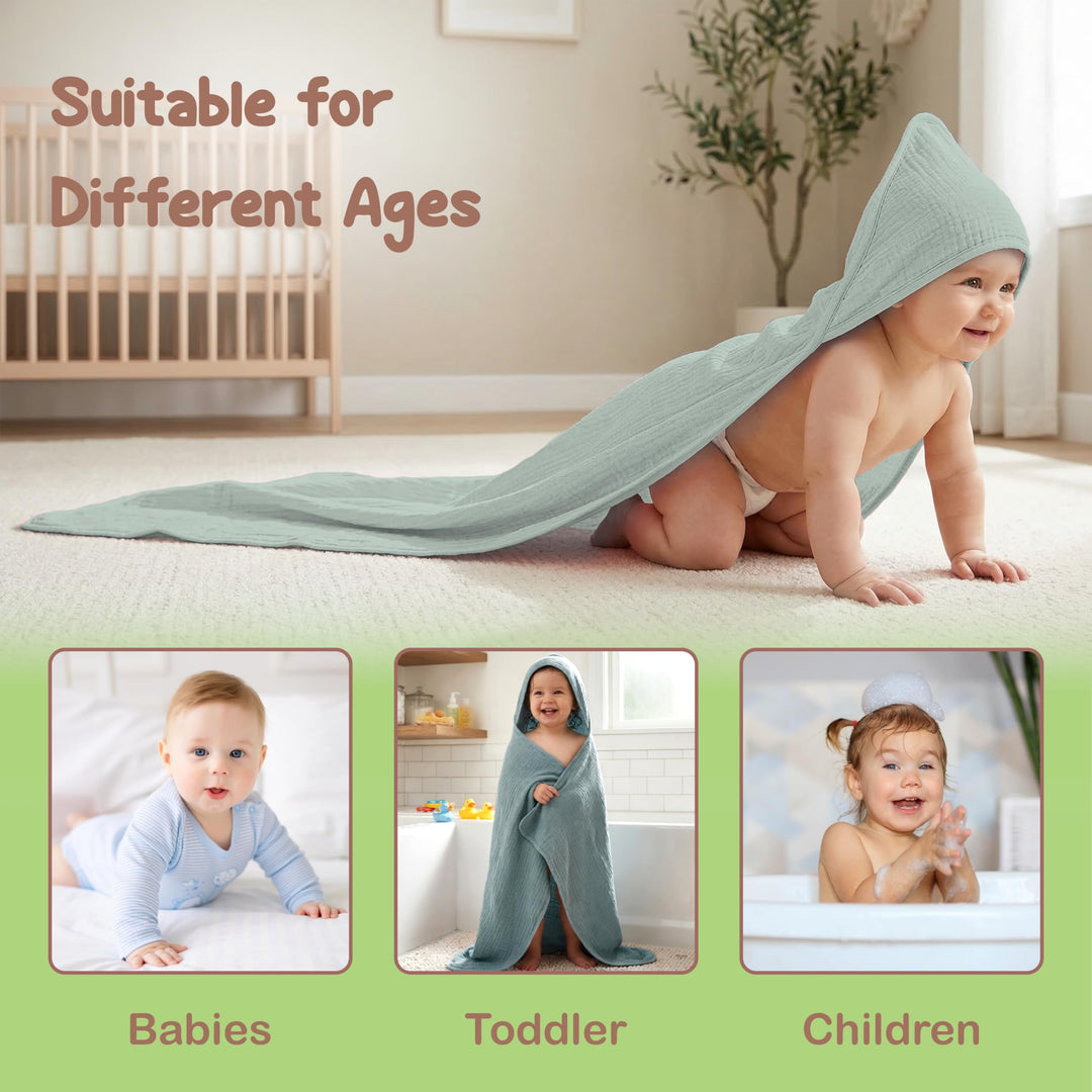 100% Organic Cotton Muslin Baby Hooded Towels 32x32 Inch – 2 Pack Soft & Absorbent Baby Towels for Newborn for Boys & Girls, Premium Hooded Towels, Ultra-Gentle Baby Essentials in Rose/Peach