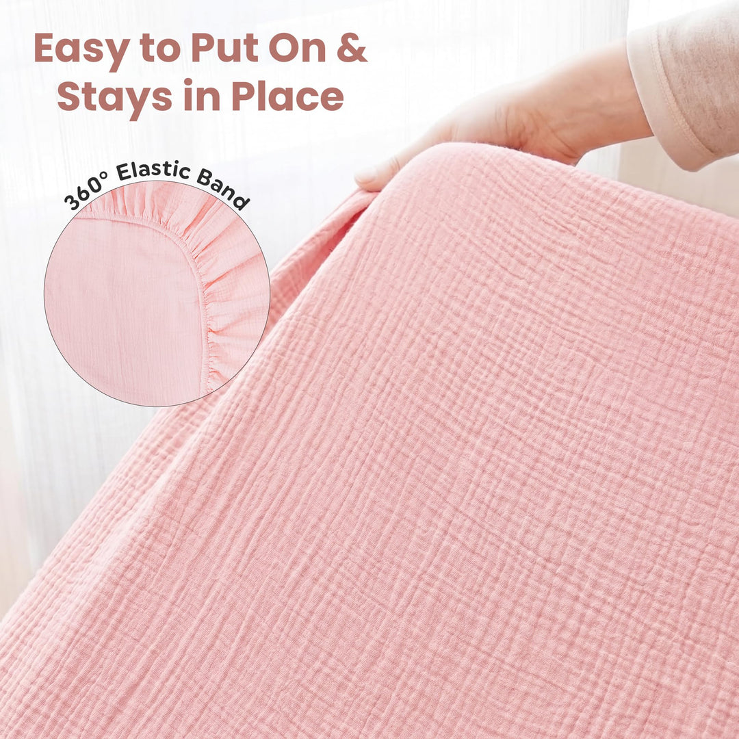 100% Organic Cotton Muslin Baby Bassinet Baby Sheet 33 X 17 Inch Soft Breathable Lightweight Stretchable Bed Sheet 2 Pack Gentle On Skin Durable Snug Fit Sheet for Newborn Bassinet Mattress