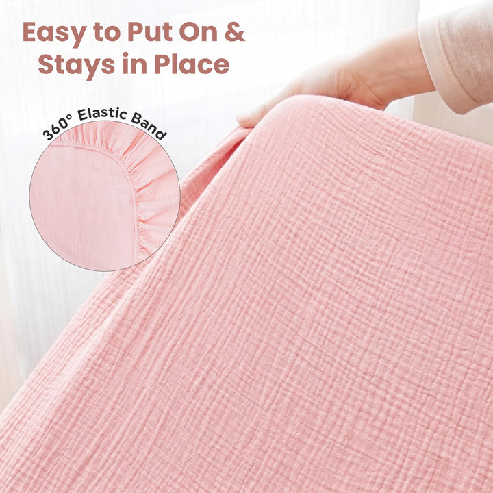 100% Organic Cotton Muslin Baby Bassinet Baby Sheet 33 X 17 Inch Soft Breathable Lightweight Stretchable Bed Sheet 2 Pack Gentle On Skin Durable Snug Fit Sheet for Newborn Bassinet Mattress
