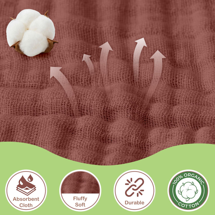 100% Organic Cotton Muslin Baby Hooded Towels 32x32 Inch – 2 Pack Soft & Absorbent Baby Towels for Newborn for Boys & Girls, Premium Hooded Towels, Ultra-Gentle Baby Essentials in Rose/Peach