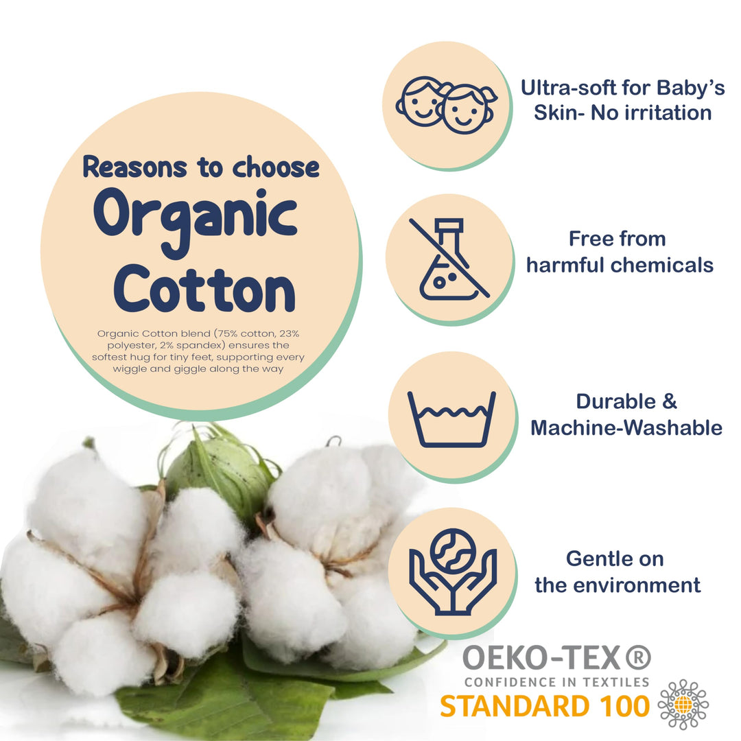 Mother's Choice Organic Cotton Baby Socks, 12 Pairs, Unisex 0-6 Months - Soft, Hypoallergenic Newborn & Infant Socks - Baby Girl & Boy Gifts, (12Pcs, Gray - White)