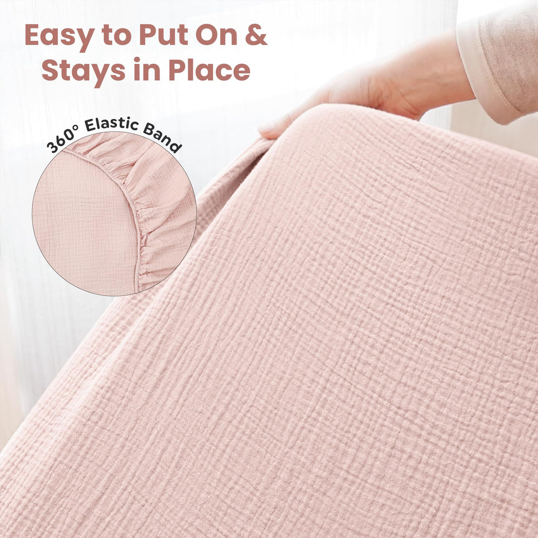 100% Organic Cotton Muslin Baby Bassinet Baby Sheet 33 X 17 Inch Soft Breathable Lightweight Stretchable Bed Sheet 2 Pack Gentle On Skin Durable Snug Fit Sheet for Newborn Bassinet Mattress