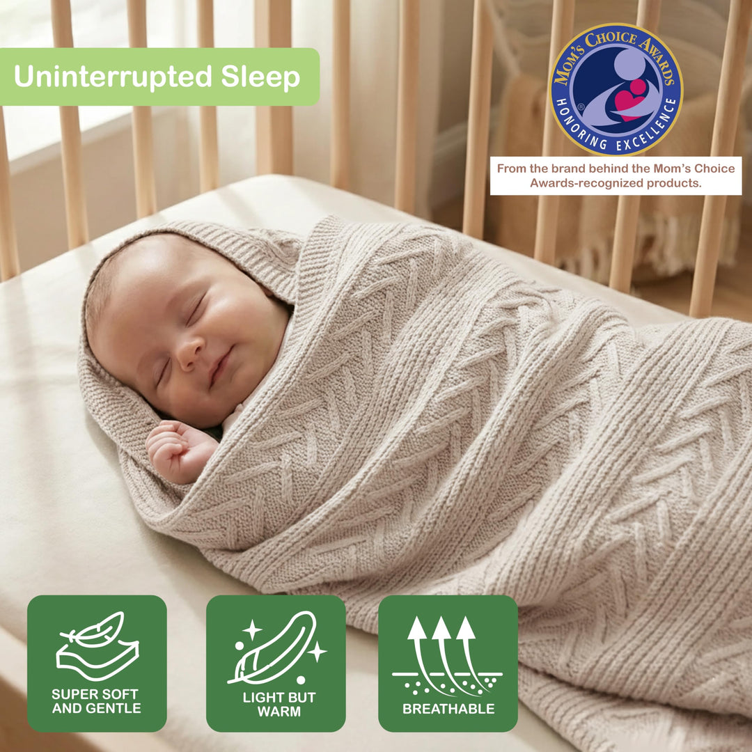 Organic Cotton Knit Baby Blanket 31.5 X 43.3 Inches Soft and Breathable Baby Blanket for Boys and Girls Perfect Swaddle Blanket and Baby Blankets Neutral for Infants Toddlers All Seasons