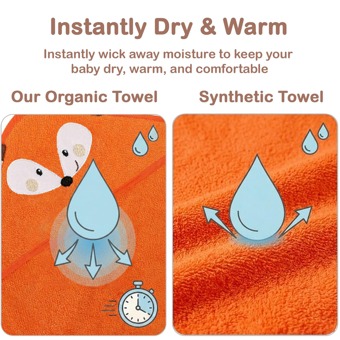 Mother's Choice Baby Towels 100% Organic Cotton Butterfly Hooded Design, Oeko-TEX Certified, Ultra-Soft Absorbent Hooded Bath Towel for Newborn Girls, (Butterfly)