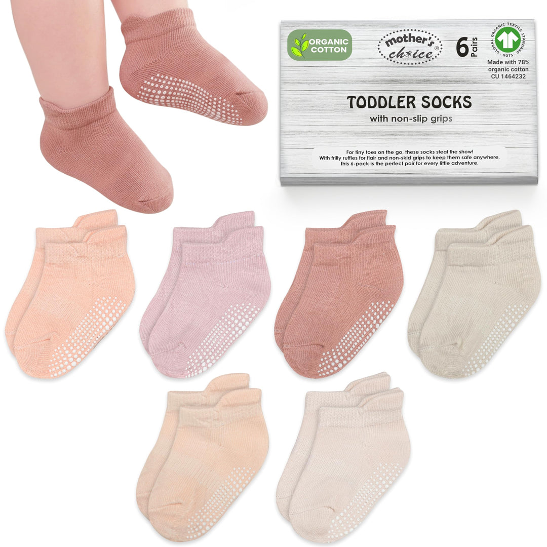 Mother's Choice Organic Cotton Socks For Toddler Boys Girls - Breathable, Non Slip Toddler Socks 2t-3t-4t-5t,