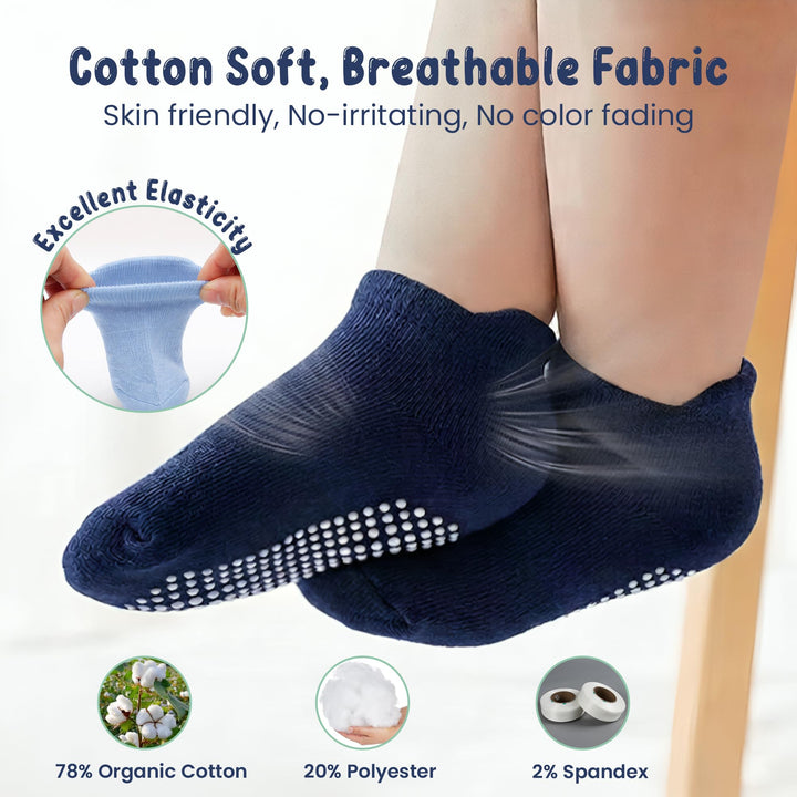 Mother's Choice Organic Cotton Socks For Toddler Boys Girls - Breathable, Non Slip Toddler Socks 2t-3t-4t-5t,