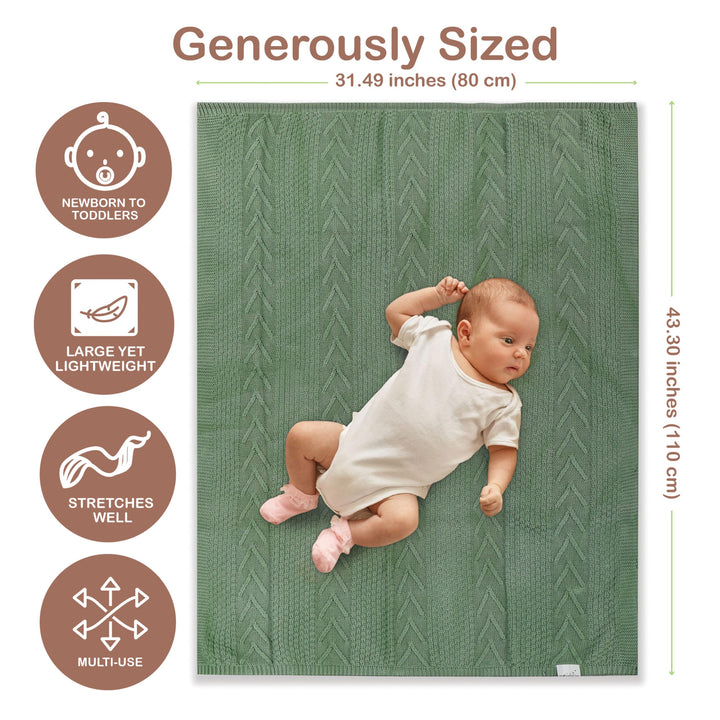 Organic Cotton Knit Baby Blanket 31.5 X 43.3 Inches Soft and Breathable Baby Blanket for Boys and Girls Perfect Swaddle Blanket and Baby Blankets Neutral for Infants Toddlers All Seasons