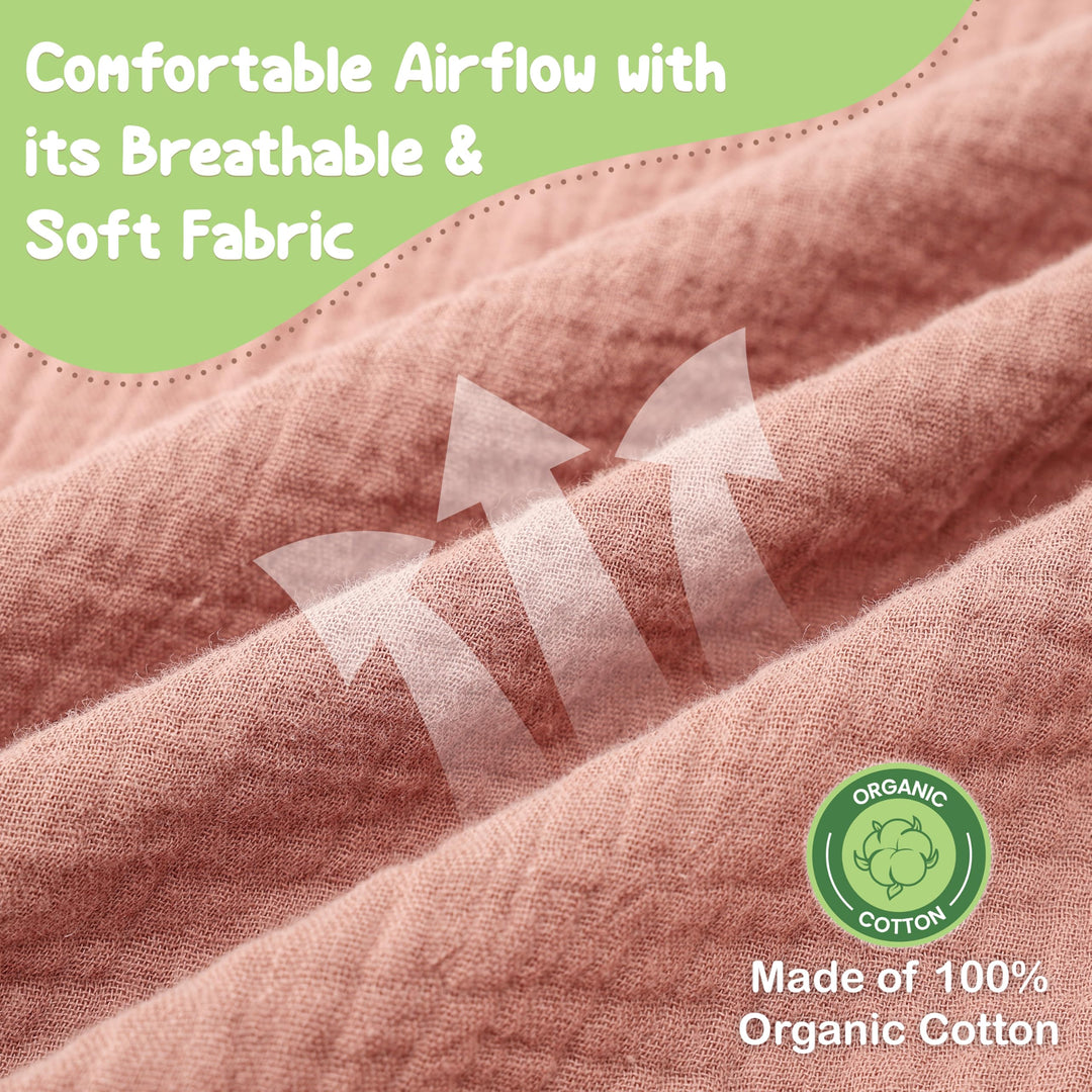 100% Organic Cotton Nursing Cover & Shawl - 43 x 28 Inch Breathable Muslin Breastfeeding Nursing Apron Cover with Arch Neckline for Mothers, Multi-use Carseat Canopy