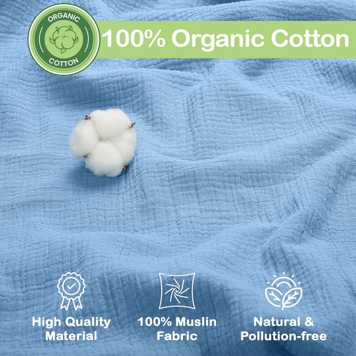Organic Muslin Baby Blanket 2-Pack Rose & Peach, 47x47 Inch 100% Organic Cotton Oeko-TEX Certified Hypoallergenic Swaddle Blanket for Newborn Girls, Elegant Baby Girl Shower Gift