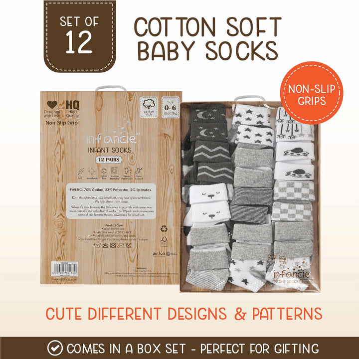 GOTS Certified Organic Cotton Rich Blend Baby Socks 12 Pairs For 0 - 6 (M) Baby Girl Soft, Stretchable & Comfortable Girl newborn Socks, Adorable Sock Shoes For Baby Girl, Gift For Little, Pink