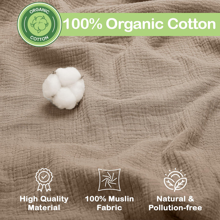 Organic Muslin Baby Blanket 2-Pack Rose & Peach, 47x47 Inch 100% Organic Cotton Oeko-TEX Certified Hypoallergenic Swaddle Blanket for Newborn Girls, Elegant Baby Girl Shower Gift