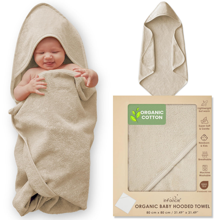 Organic Cotton Low-Twist Woven Hooded Baby Towels