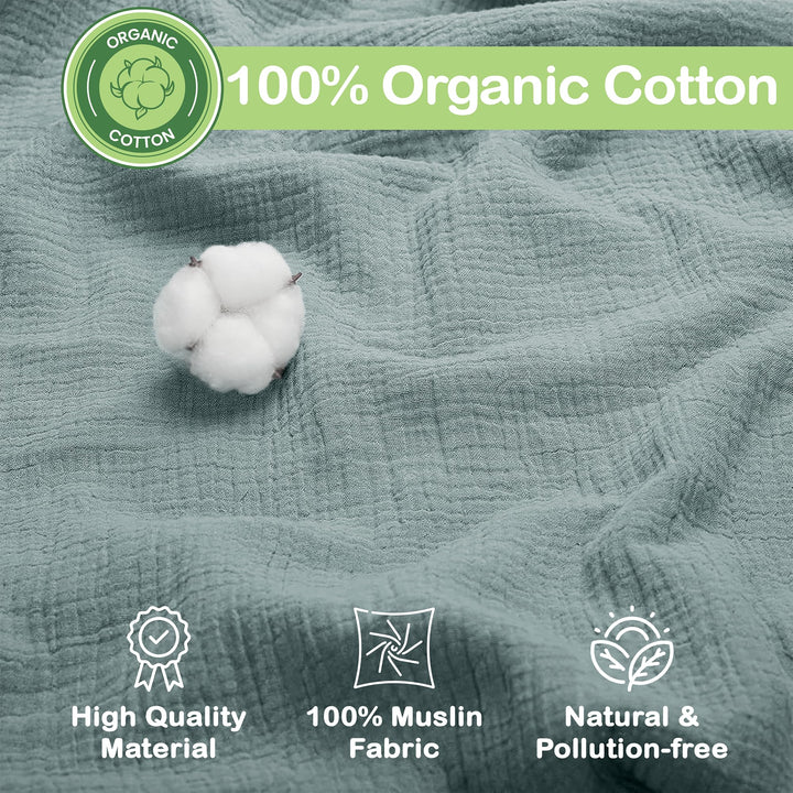 Organic Muslin Baby Blanket 2-Pack Rose & Peach, 47x47 Inch 100% Organic Cotton Oeko-TEX Certified Hypoallergenic Swaddle Blanket for Newborn Girls, Elegant Baby Girl Shower Gift