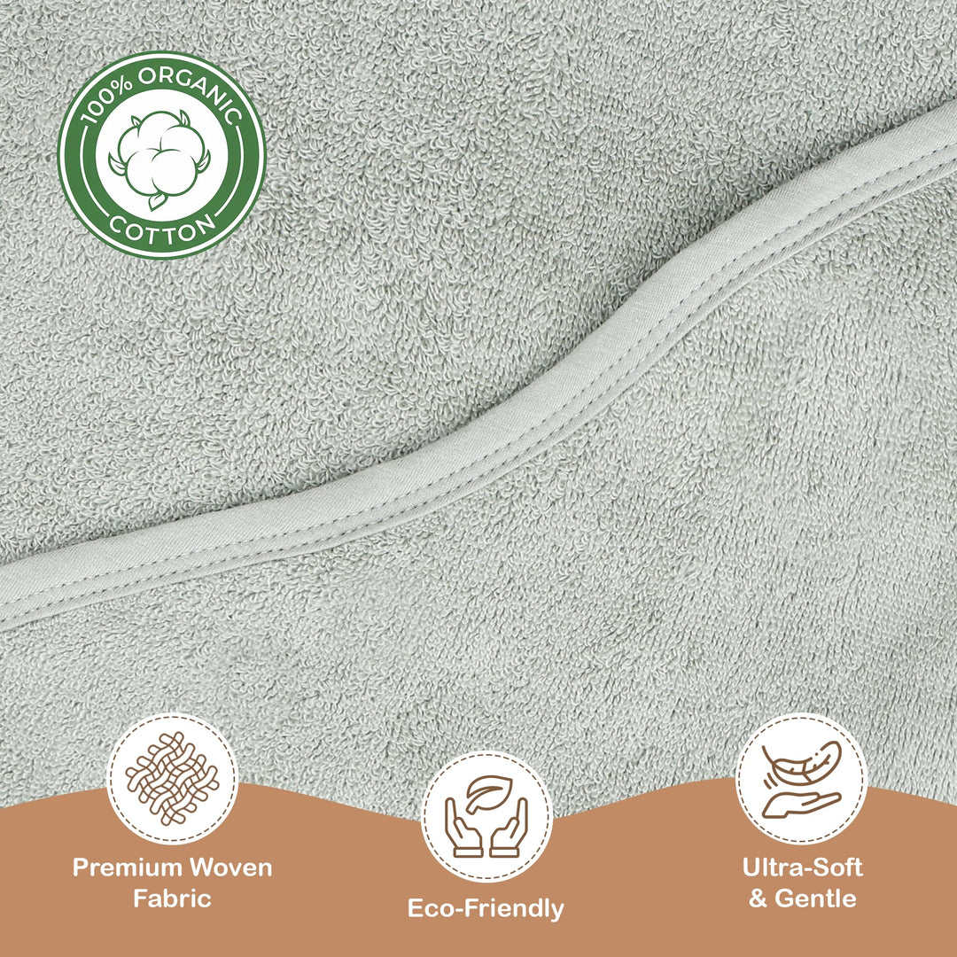 Infancie Organic Cotton Low-Twist Woven Hooded Baby Towels
