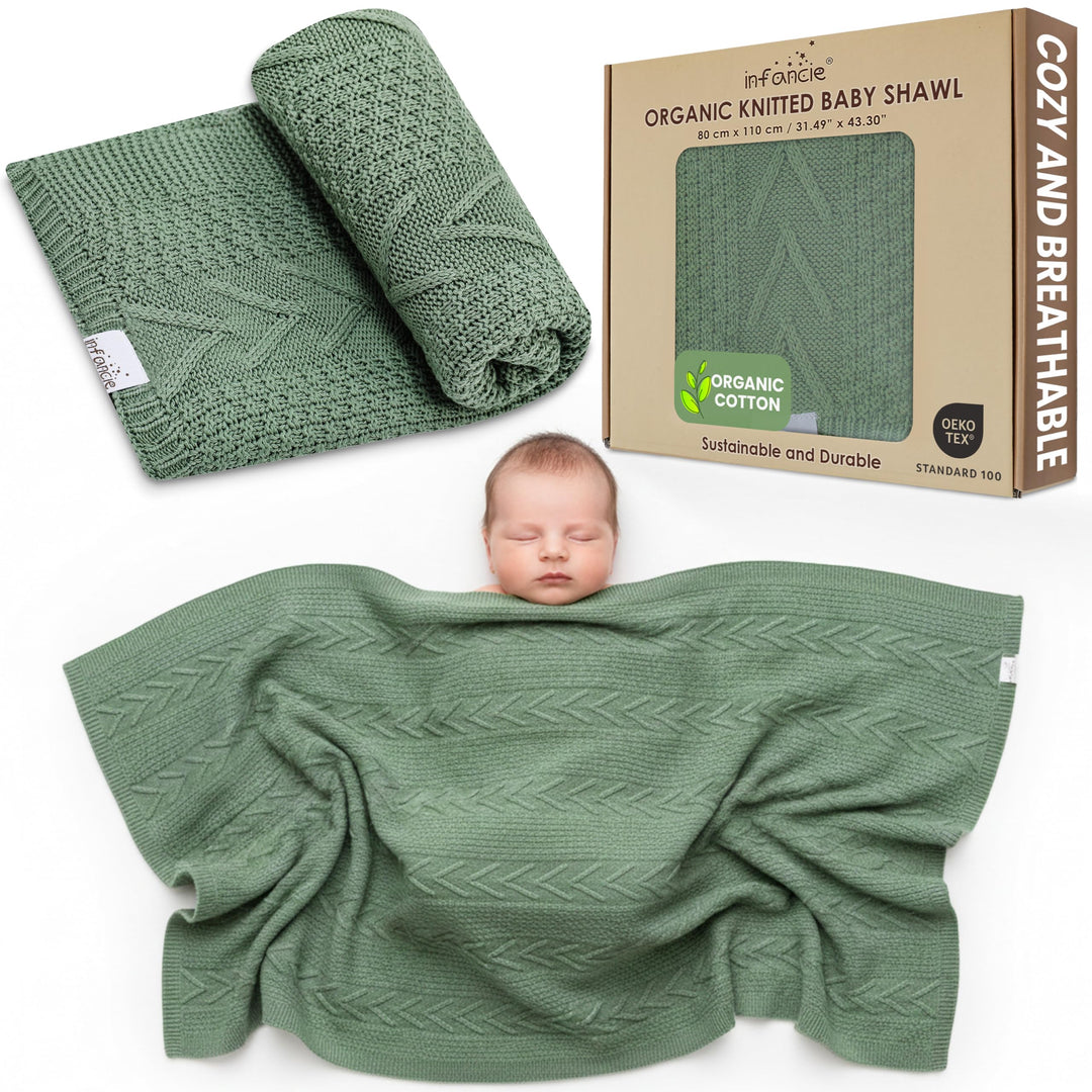 Organic Cotton Knit Baby Blanket 31.5 X 43.3 Inches Soft and Breathable Baby Blanket for Boys and Girls Perfect Swaddle Blanket and Baby Blankets Neutral for Infants Toddlers All Seasons