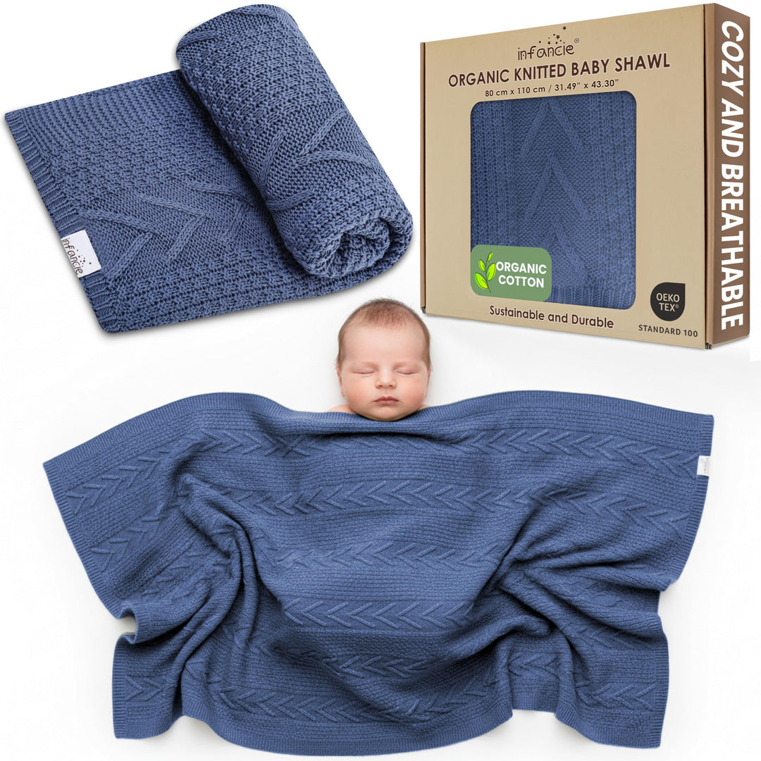 Organic Cotton Knit Baby Blanket 31.5 X 43.3 Inches Soft and Breathable Baby Blanket for Boys and Girls Perfect Swaddle Blanket and Baby Blankets Neutral for Infants Toddlers All Seasons
