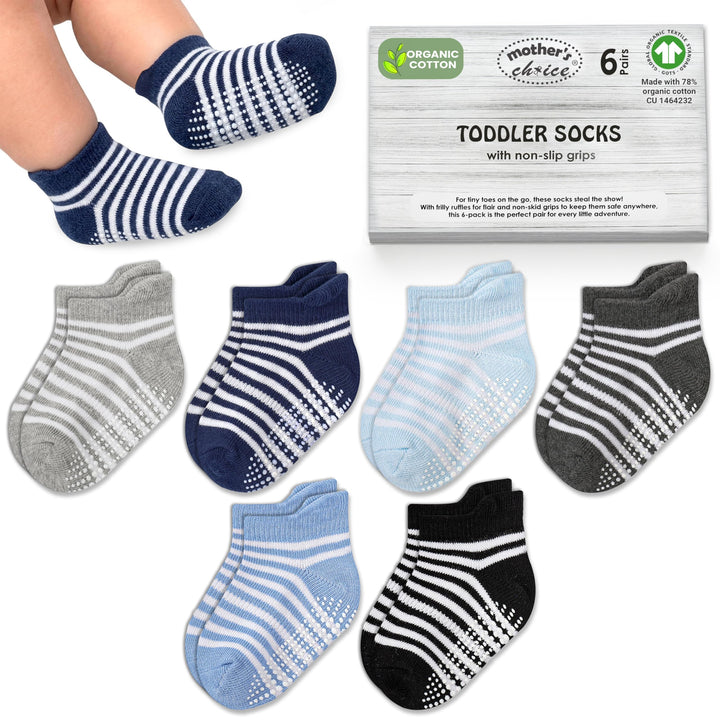 Mother's Choice Organic Cotton Socks For Toddler Boys Girls - Breathable, Non Slip Toddler Socks 2t-3t-4t-5t,