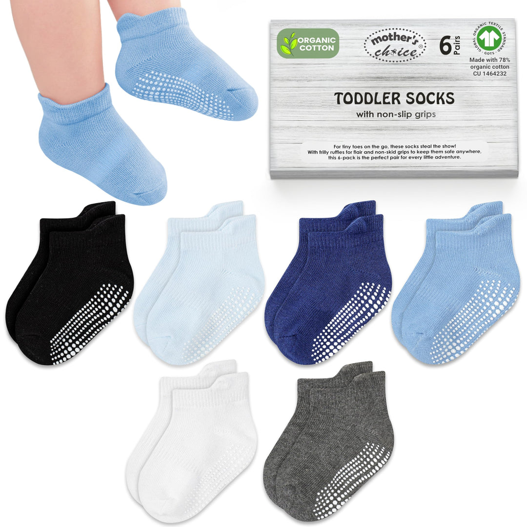 Mother's Choice Organic Cotton Socks For Toddler Boys Girls - Breathable, Non Slip Toddler Socks 2t-3t-4t-5t,