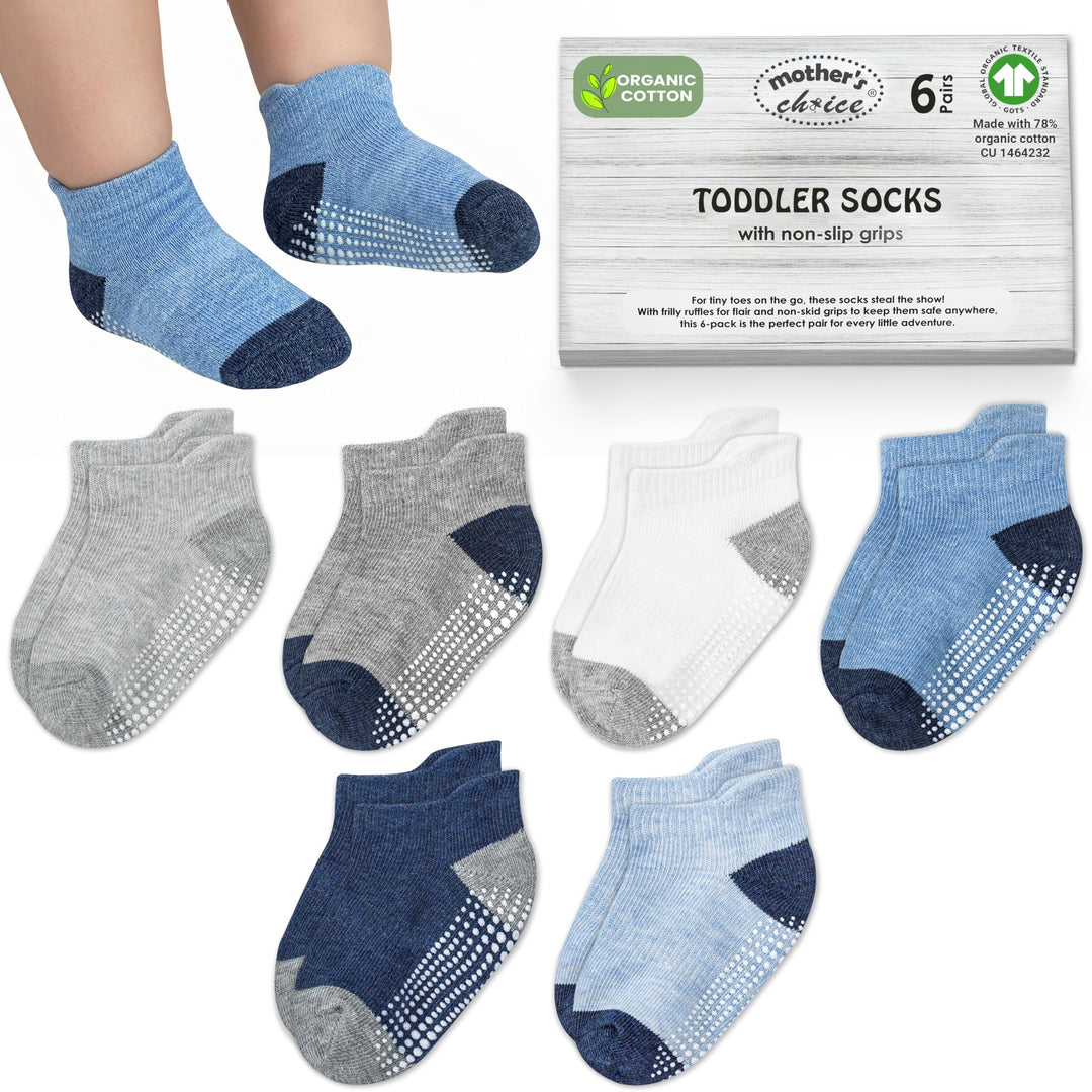 Mother's Choice Organic Cotton Socks For Toddler Boys Girls - Breathable, Non Slip Toddler Socks 2t-3t-4t-5t,
