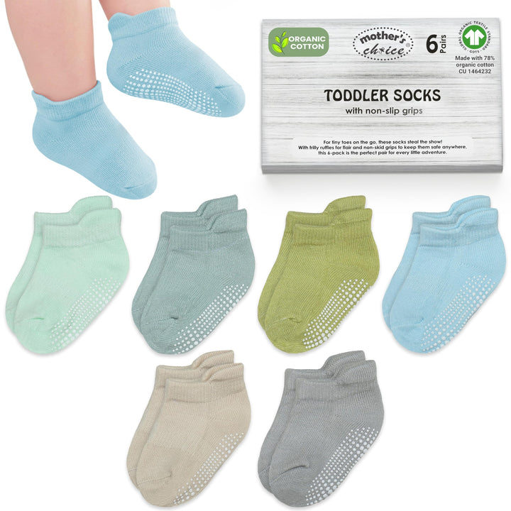 Mother's Choice Organic Cotton Socks For Toddler Boys Girls - Breathable, Non Slip Toddler Socks 2t-3t-4t-5t,